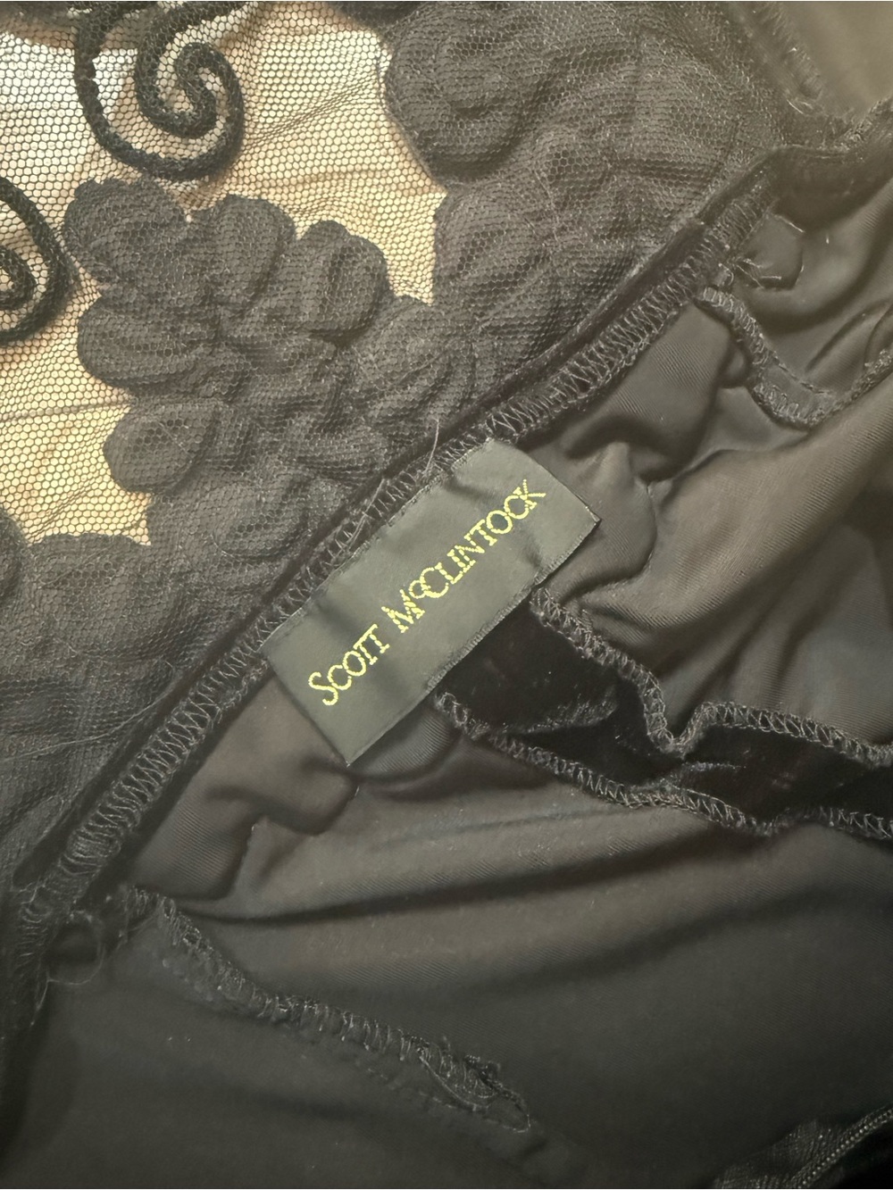 Vintage 90s Scott McClintock Velvet Lace-Back Maxi Dress - Picture 12 of 12